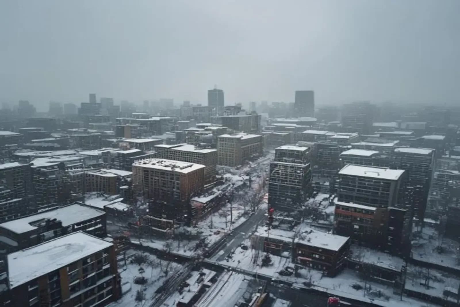 Brampton, ON — GTA suburb in winter, commercial plaza and residential subdivision snow operations, snow.ca service area — Canada.