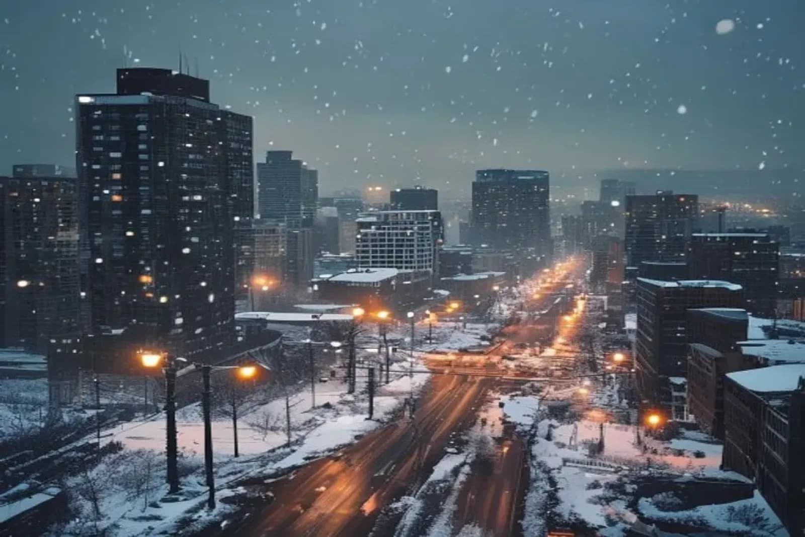 Brandon, Canada — winter cityscape with snow-covered streets and downtown, snow.ca service area.