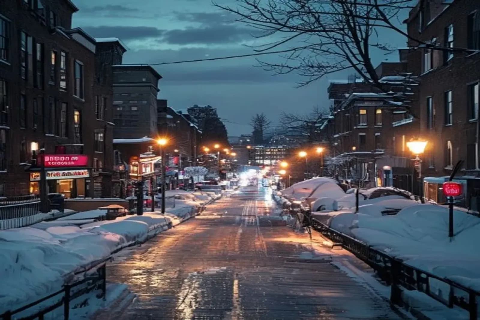 Fredericton, NB — New Brunswick capital in winter, Saint John River snow cover on government and commercial properties, snow.ca service area — Canada.