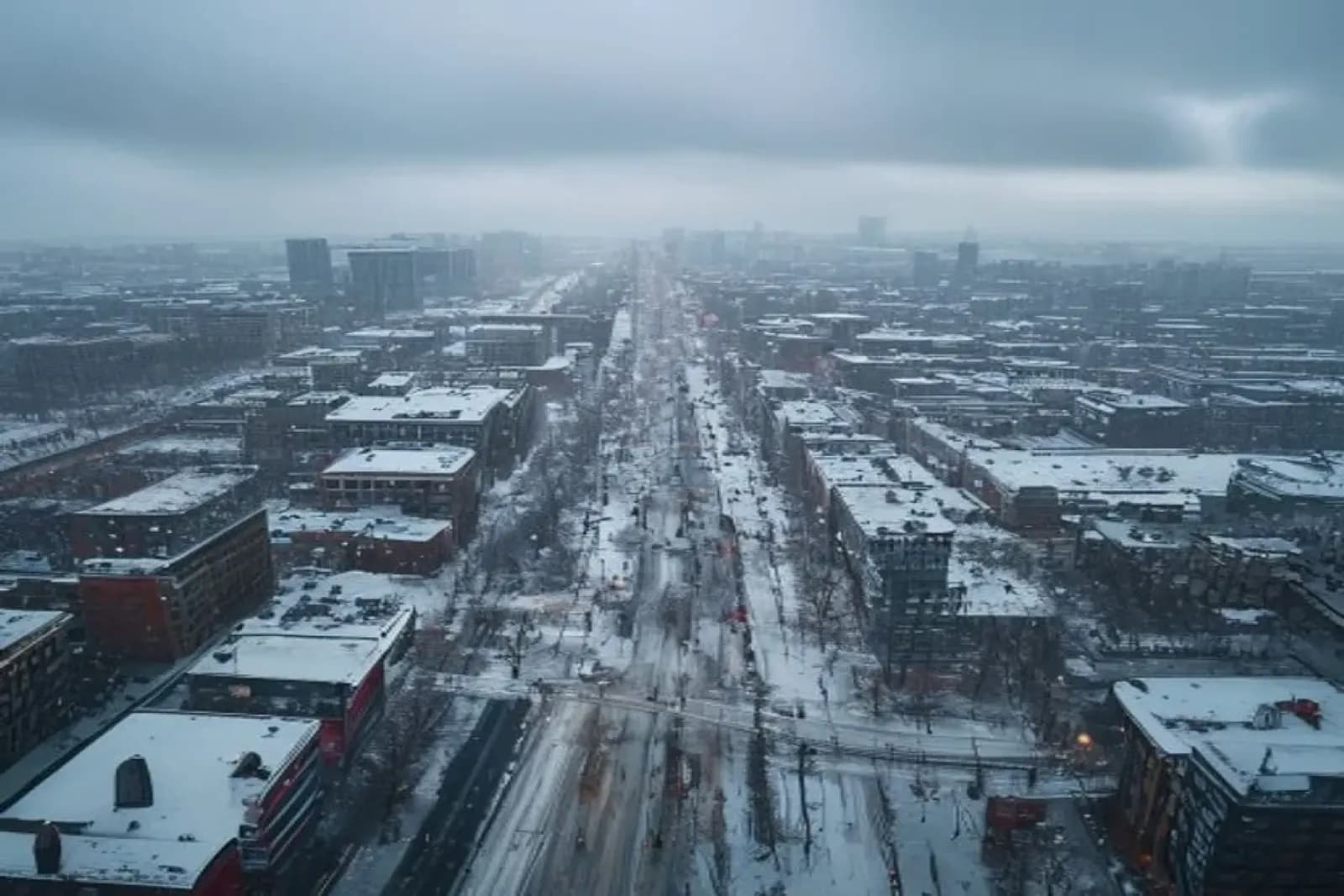 Medicine Hat, Canada — winter cityscape with snow-covered streets and downtown, snow.ca service area.