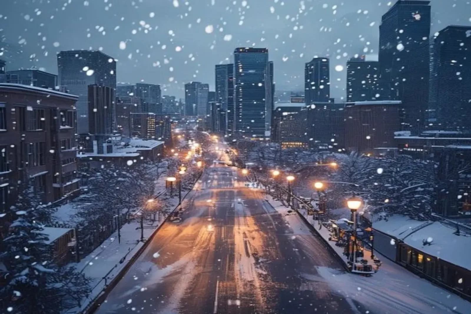 Spruce Grove, Canada — winter cityscape with snow-covered streets and downtown, snow.ca service area.