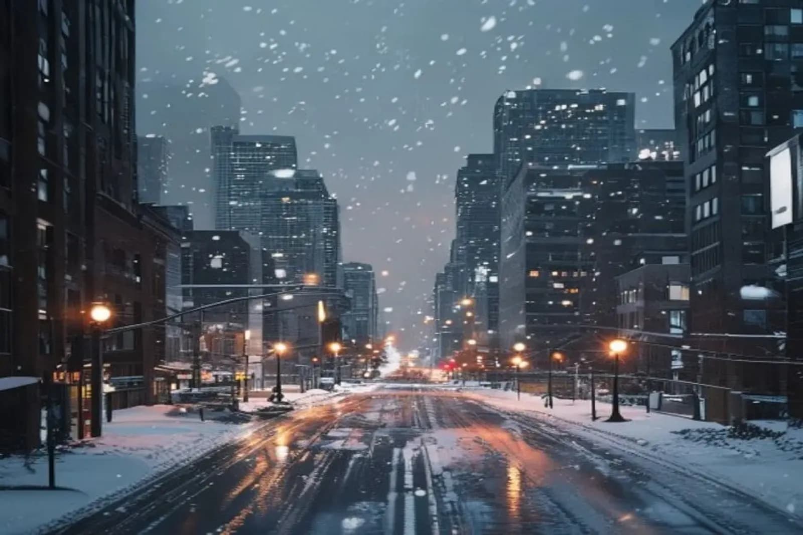 St. Albert, Canada — winter cityscape with snow-covered streets and downtown, snow.ca service area.