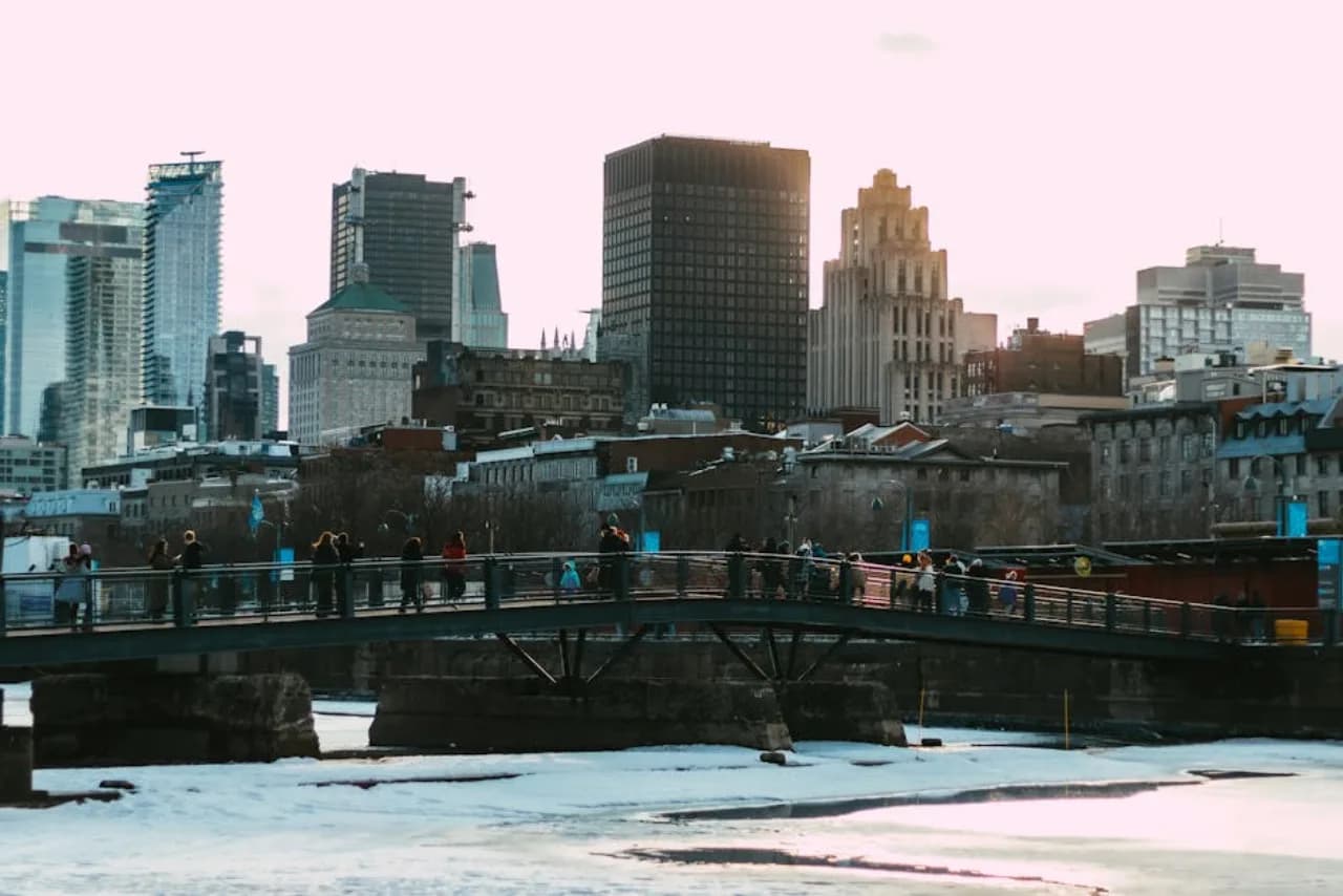 Montréal in winter — Old Port, downtown, or rue Sainte-Catherine in snow — Canada.