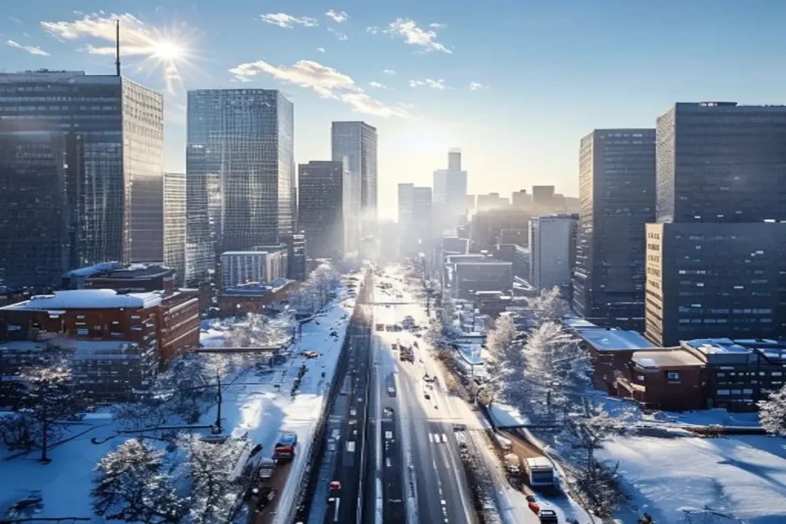 Milton, Canada — winter cityscape with snow-covered streets and downtown, snow.ca service area.