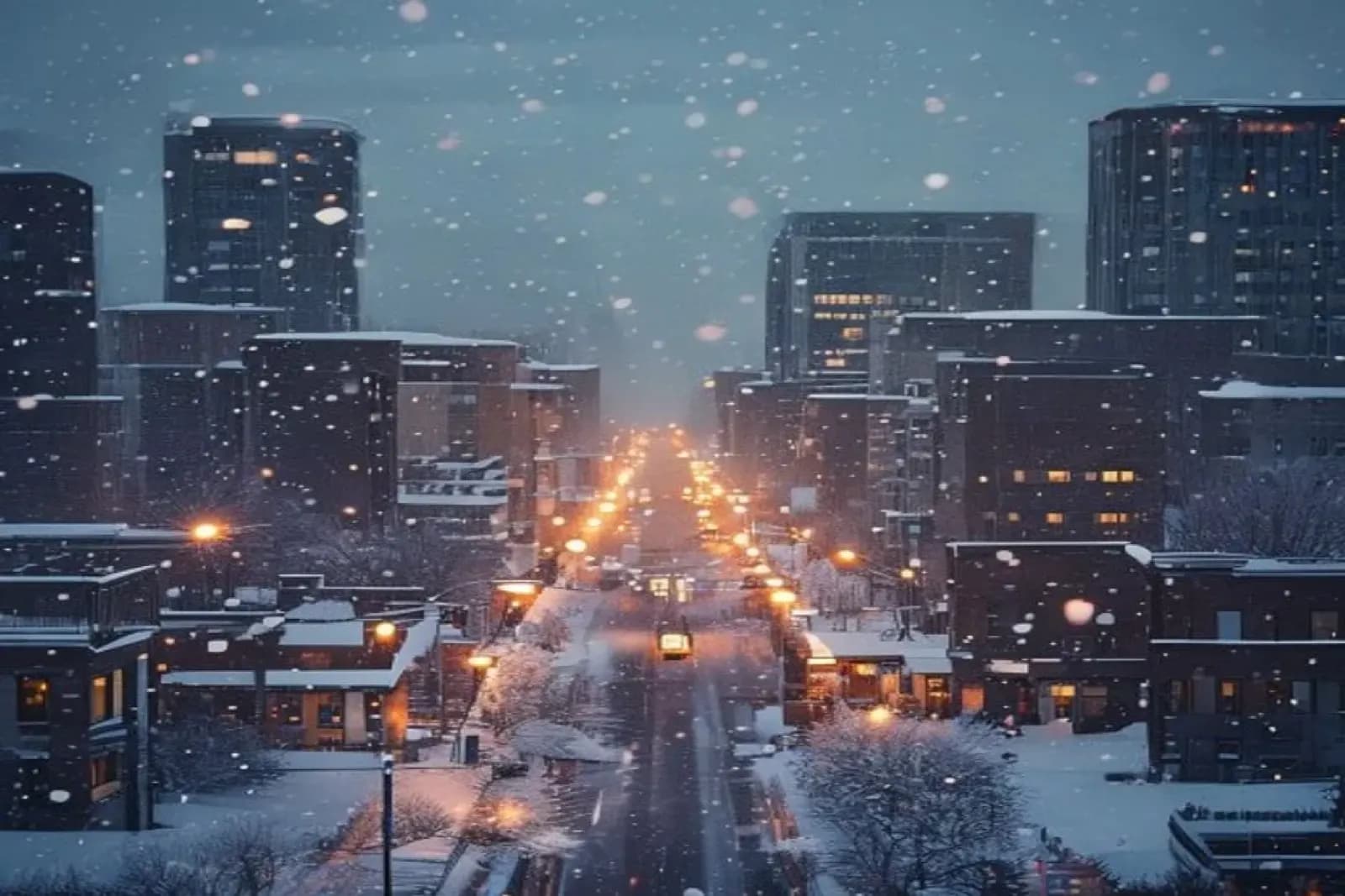 Prince Albert, Canada — winter cityscape with snow-covered streets and downtown, snow.ca service area.
