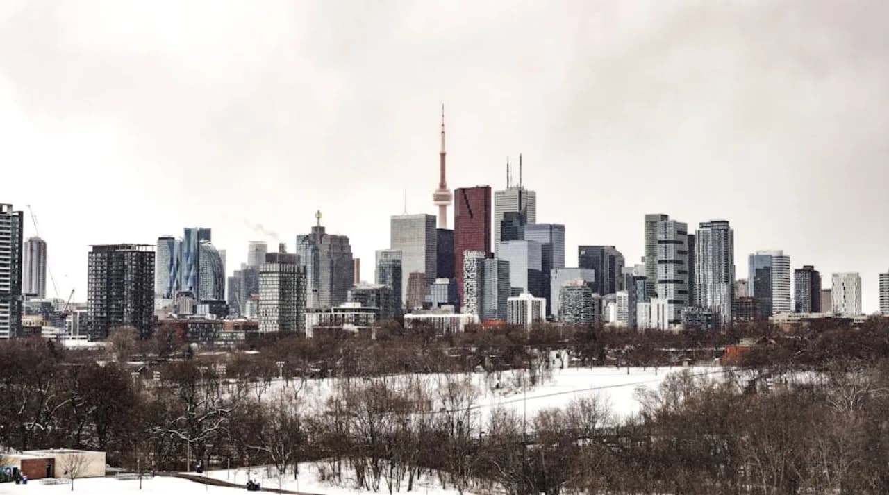 Toronto in winter — skyline and downtown with snow — Canada.
